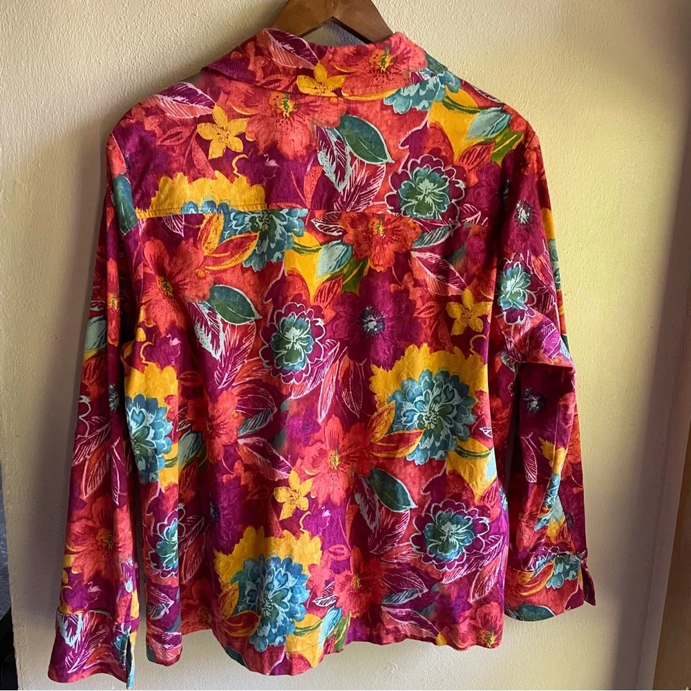 Coldwater Creek Tropical Floral Print Heavyweight Canvas Jacket. Size 1X - Picture 3 of 13